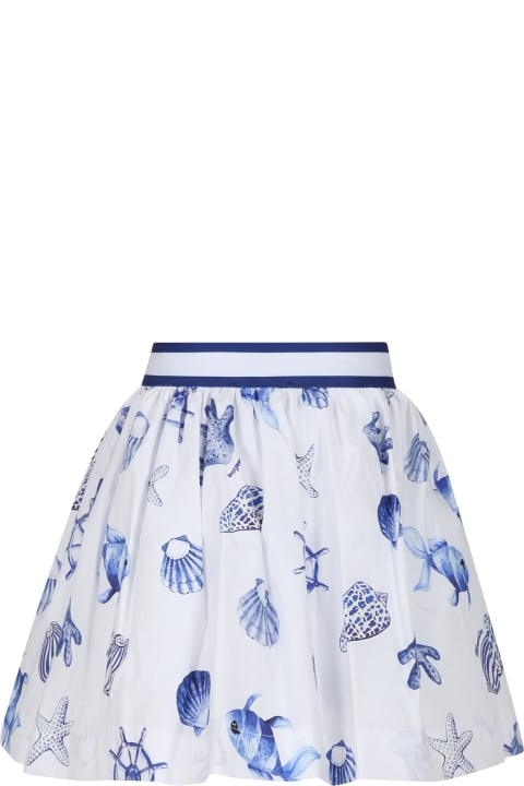 Bottoms for Girls Monnalisa White Skirt For Girl With Shells Print