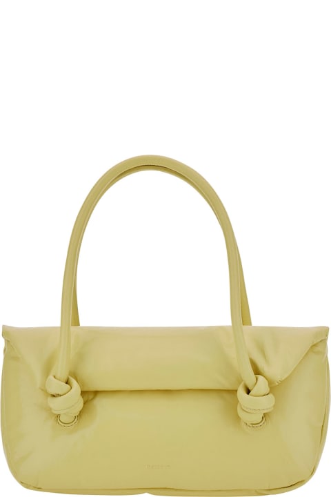 Jil Sander Shoulder Bags for Men Jil Sander 'knot Small' Yellow Shoulder Bag With Laminated Logo In Patent Leather Woman