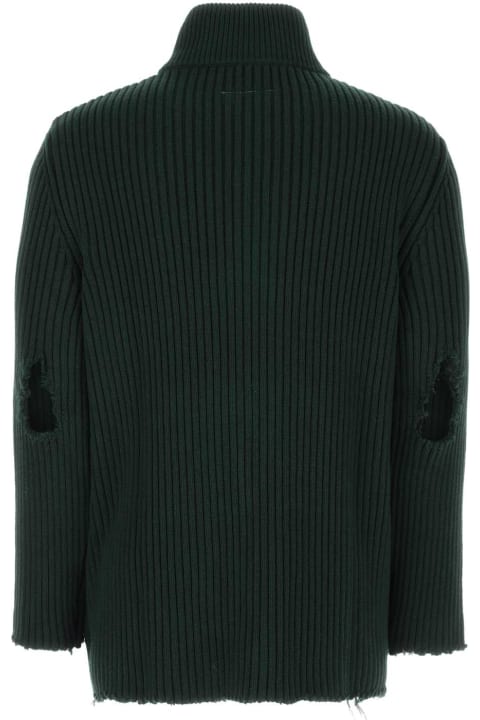 MM6 Maison Margiela Sweaters for Men MM6 Maison Margiela Bottle Green Cotton Blend Cardigan