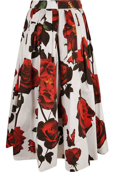 Alexander McQueen Skirts for Women Alexander McQueen Rose Print Pleated Midi Skirt