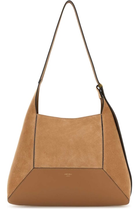 Homeware Jimmy Choo Camel Suede Medium Diamond Shoulder Bag