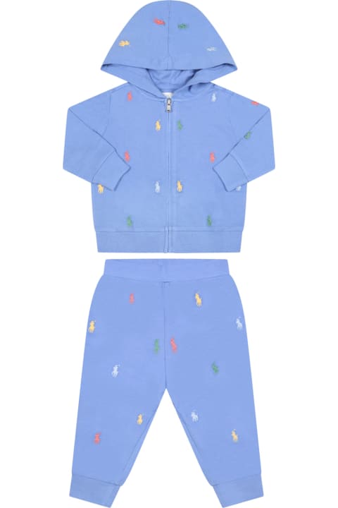 Light Blue Tracksuit For Baby Kids With Pony Logo