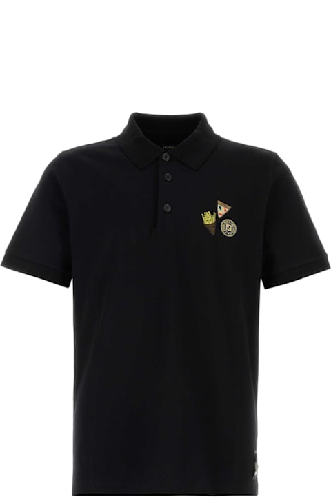 Topwear for Men Fendi Black Piquet Polo Shirt