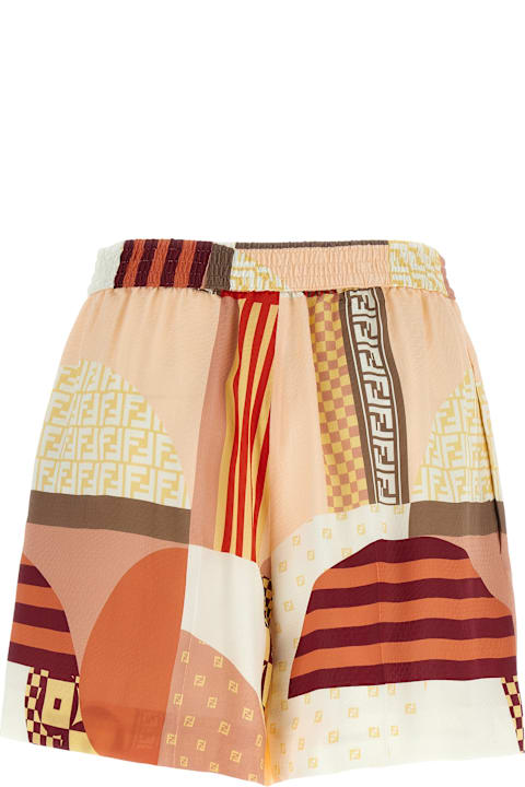 Pants & Shorts for Women Fendi Patchwork Silk Shorts