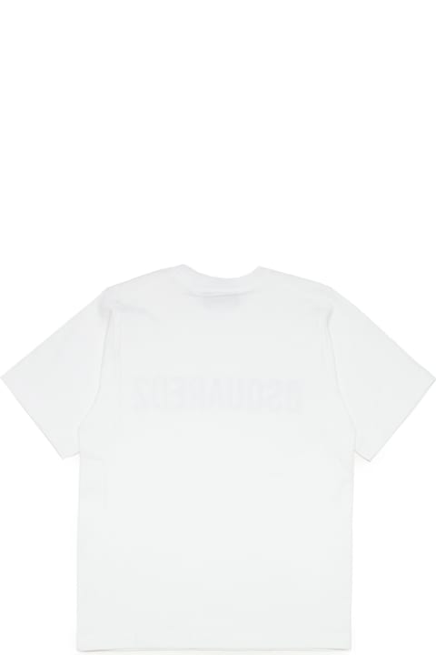 Fashion for Men Dsquared2 D2t857u Slouch Fit-eco T-shirt Dsquared White Organic Cotton T-shirt With Logo
