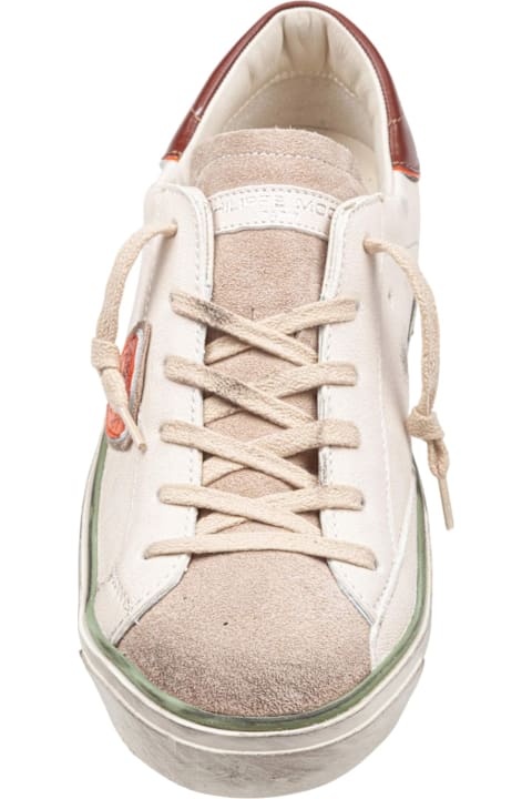 Philippe Model Prsx Leather And Suede Sneakers, Milk And Orange