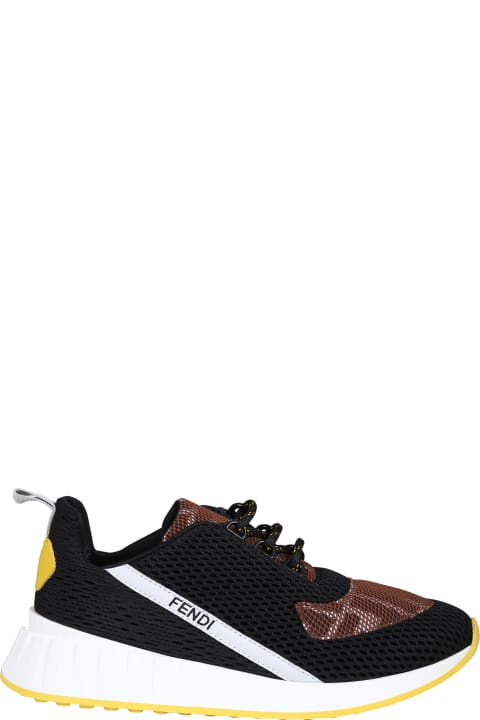Shoes for Boys Fendi Black Sneakers For Kids With Iconic Double F