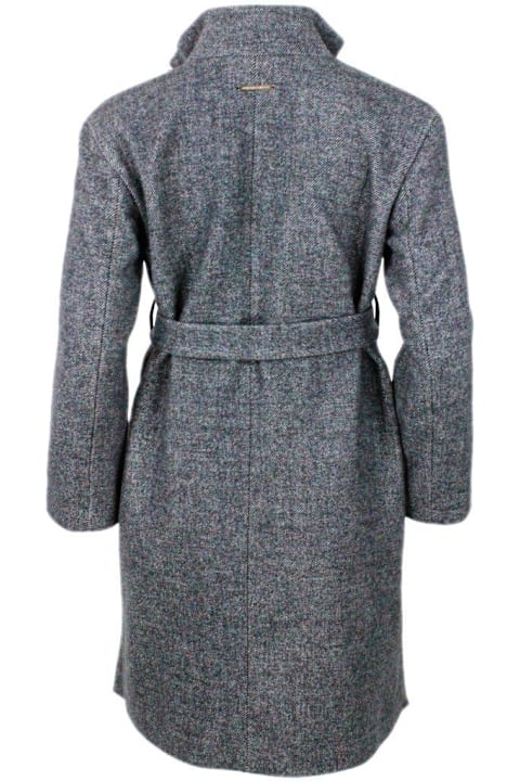 Armani Collezioni for Women Armani Collezioni High-neck Tied-waist Buttoned Coat