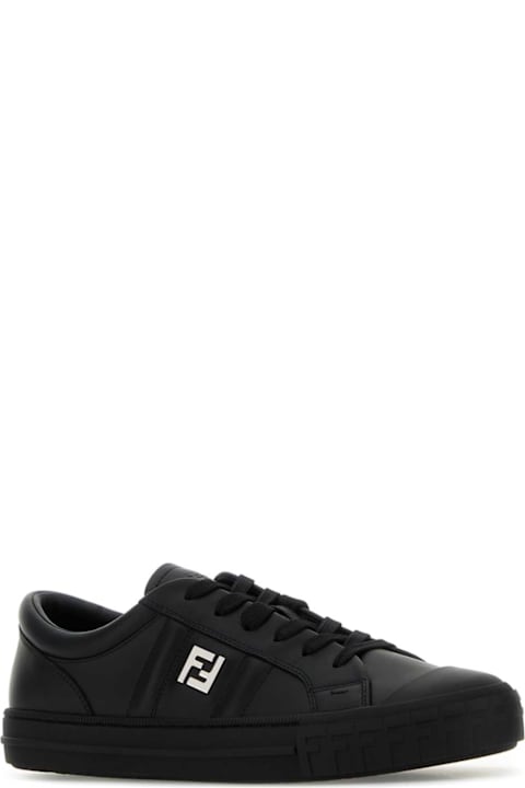 Fendi Sneakers for Men Fendi Black Leather Domino Sneakers
