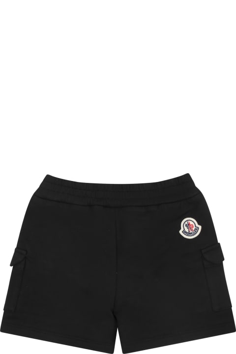 Moncler Bottoms for Kids Moncler Black Sports Shorts For Baby Boy