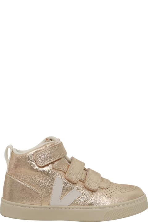 Sale for Kids Veja Small V-10 Mid Chromefree Leather Platine_white Sneakers