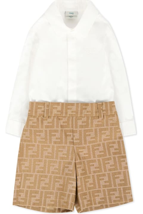 Homeware Fendi Beige Suit For Baby Boy With Ff
