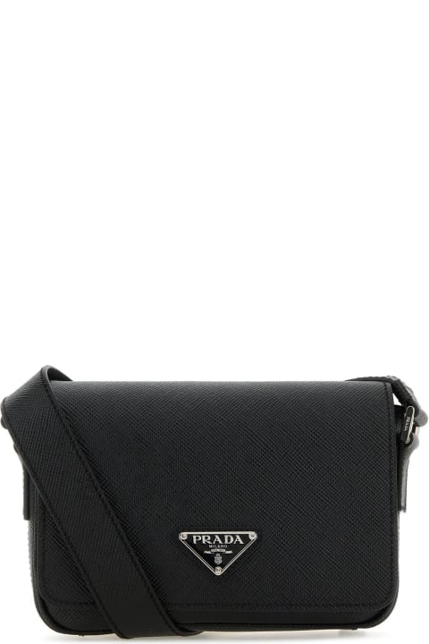 メンズ Pradaのバッグ Prada Black Leather Crossbody Bag