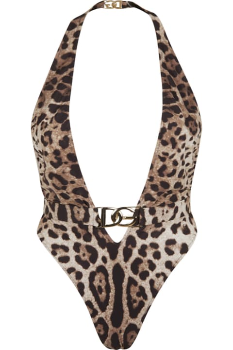 V-neck Leopard Print Swimsuit