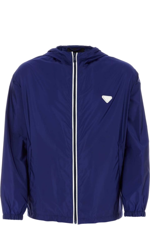 Coats & Jackets for Men Prada Blue Re-nylon Windbreaker