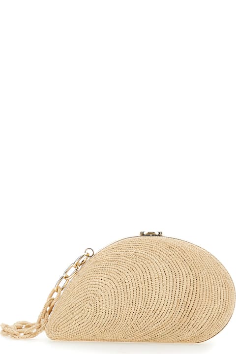 Simkhai for Men Simkhai 'bridget' Beige Shell-shaped Clutch In Raffia Woman
