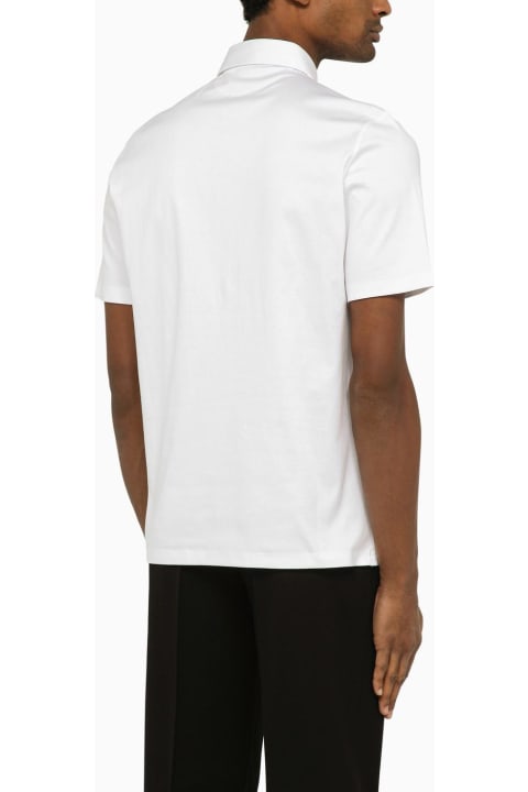 ملابس علوية لـ القسم الرجالي Brunello Cucinelli White Short-sleeved Polo Shirt
