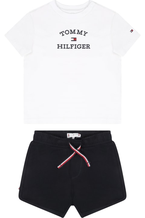 Tommy Hilfiger Bottoms for Baby Girls Tommy Hilfiger White Suit For Boy With Logo