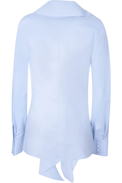 Fashion for Women Balmain Balmain Light Blue Vichy Poplin Bow Shirt