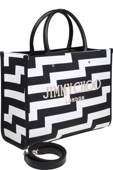 Fashion for Women Jimmy Choo Avenue M Black And White Canvas And Leather Tote
