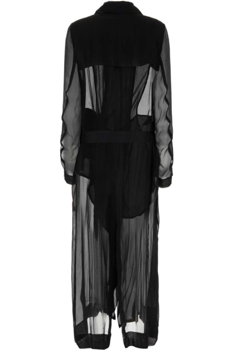 Fashion for Women Ann Demeulemeester Black Crepe Georgine Trench Coat