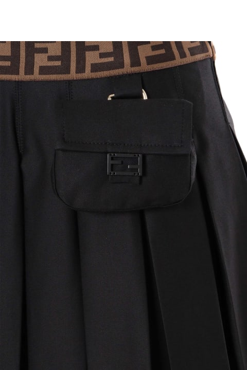 Fendi for Kids Fendi Gabardine Black Skirt