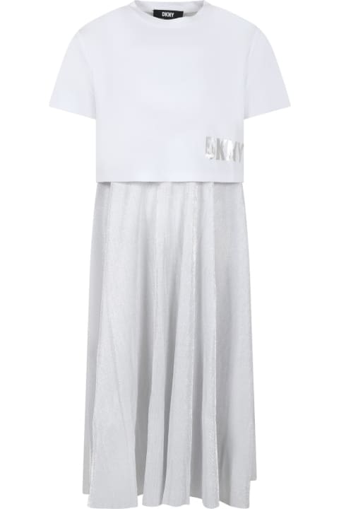 Dresses for Girls DKNY Casual White Dress For Girl With Logo
