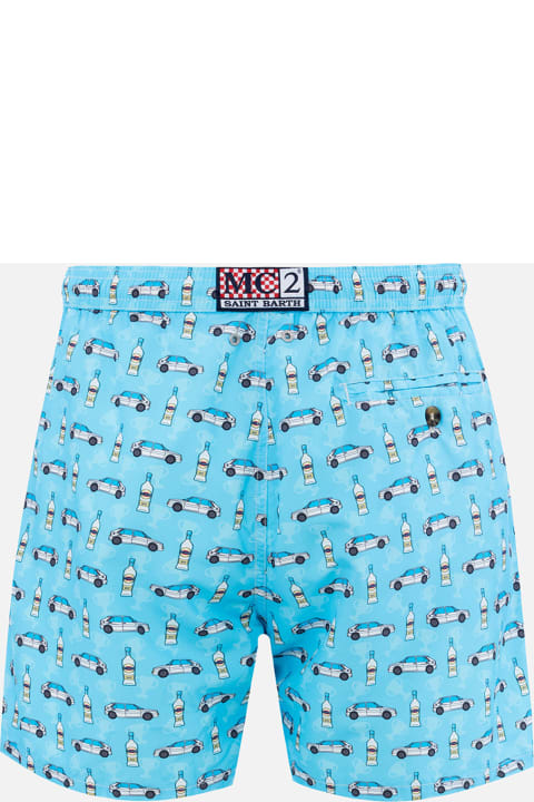 Homeware MC2 Saint Barth Man Lightweight Fabric Swim-shorts Lighting Micro Fantasy With Lancia Delta Print | Lancia Special Edition