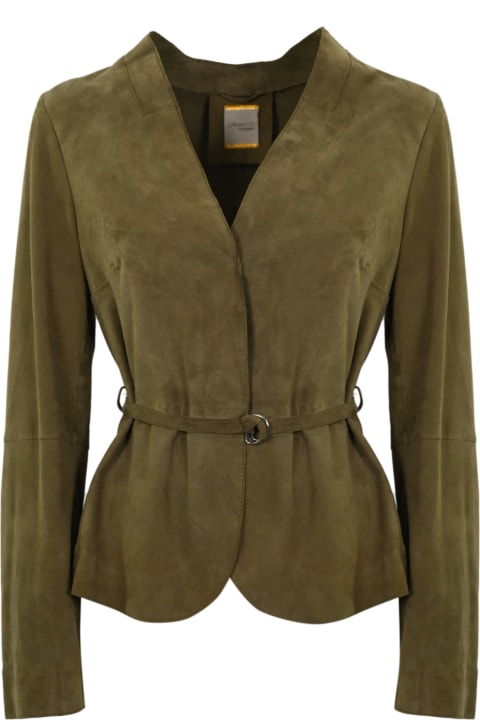 D'Amico Coats & Jackets for Women D'Amico Green Suede Jacket