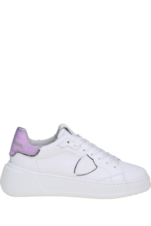 Philippe Model Women Philippe Model Tres Temple Low In White Leather And Jeans