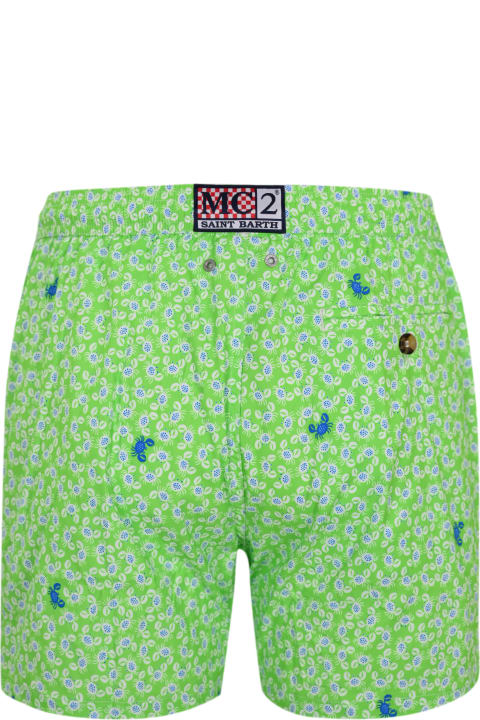 Fashion for Men MC2 Saint Barth Comfort Light Green Swimsuit With Crab Print