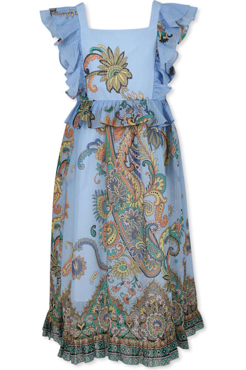 Etro Dresses for Women Etro Light Blue Dress For Girl With Paisley Print