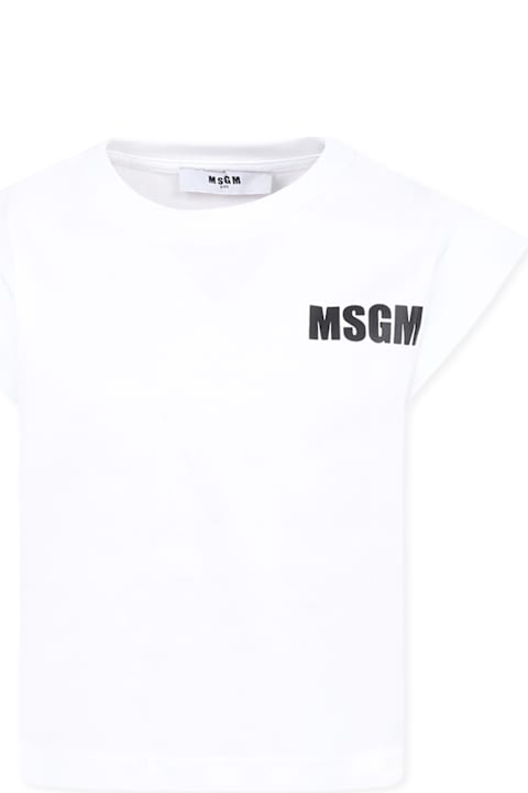 Homeware MSGM White T-shirt For Girl With Logo