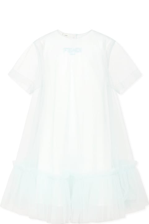 Fendi فساتين لـ بنات Fendi Green Dress For Girl With Logo