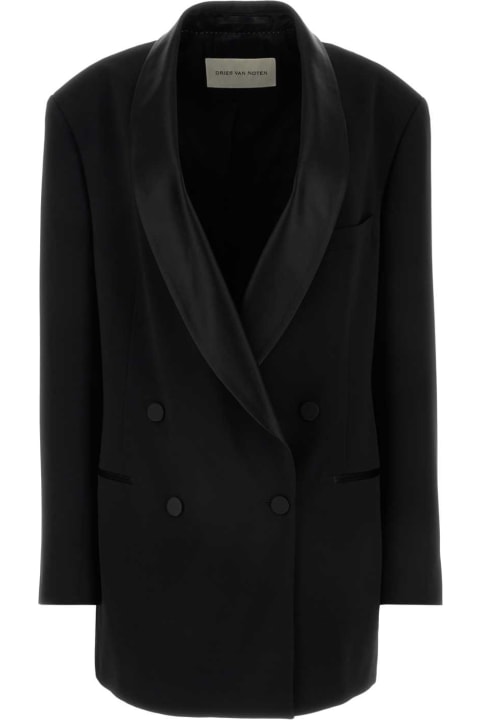Dries Van Noten Coats & Jackets for Women Dries Van Noten Black Wool Blend Oversize Blazer