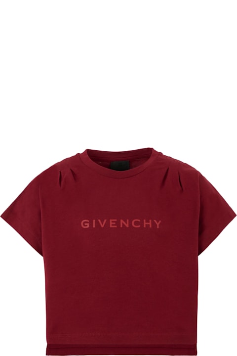 Homeware Givenchy Burgundy T-shirt For Girl With Logo