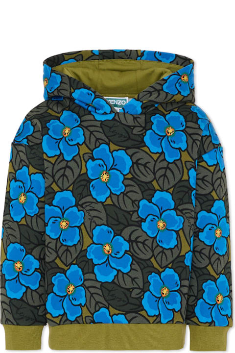 Kenzo Kids for Women Kenzo Kids Green Sweatshirt For Girl With Poppies