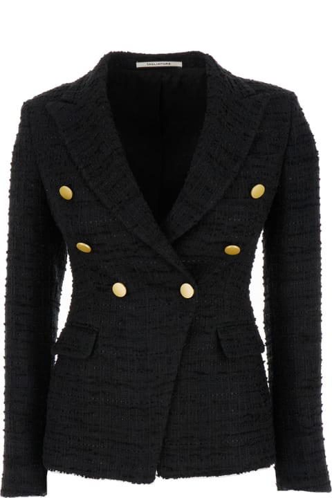 Tagliatore Coats & Jackets for Women Tagliatore Black Tweed Double-breasted Blazer In Cotton Blend Woman