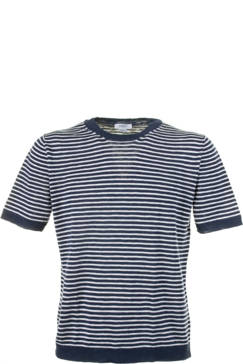 Seventy Topwear for Men Seventy White Blue Striped T-shirt