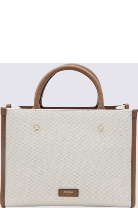 Fashion for Women Jimmy Choo Natural And Taupe Canvas Avenue Tote Bag