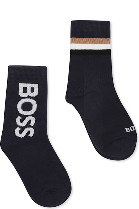 Hugo Boss Shoes for Boys Hugo Boss Blue Socks Set For Boy With Logo