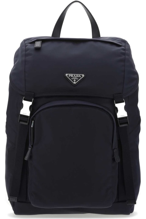 メンズ Pradaのバッグ Prada Navy Blue Re-nylon Backpack