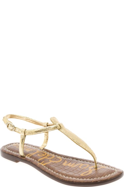 ウィメンズ Sam Edelmanのサンダル Sam Edelman 'gigi' Gold Thong Sandals In Leather Woman