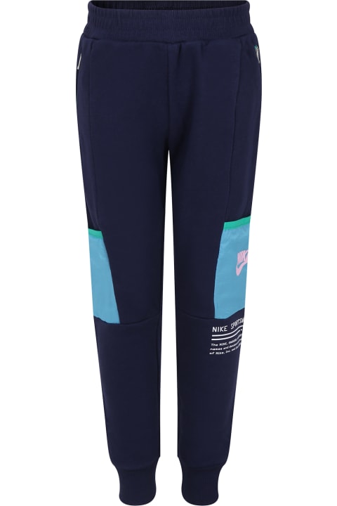 Nike Bottoms for Boys Nike Blue Trousers For Boy With Logo And Swoosh