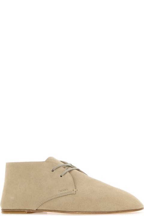 Shoes for Women Prada Sand Suede Lace-up Shoes