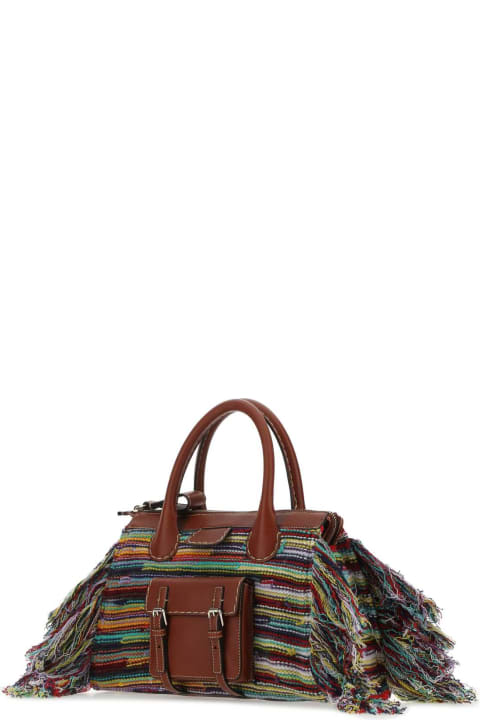 Chloé Totes for Women Chloé Multicolor Leather And Cashmere Medium Edith Handbag