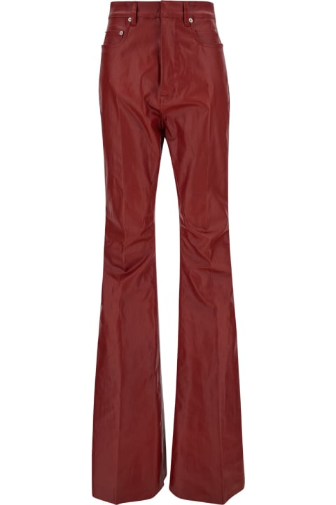 Rick Owens Sale for Women Rick Owens Red Flared High Waist Pants In Cotton Blend Woman