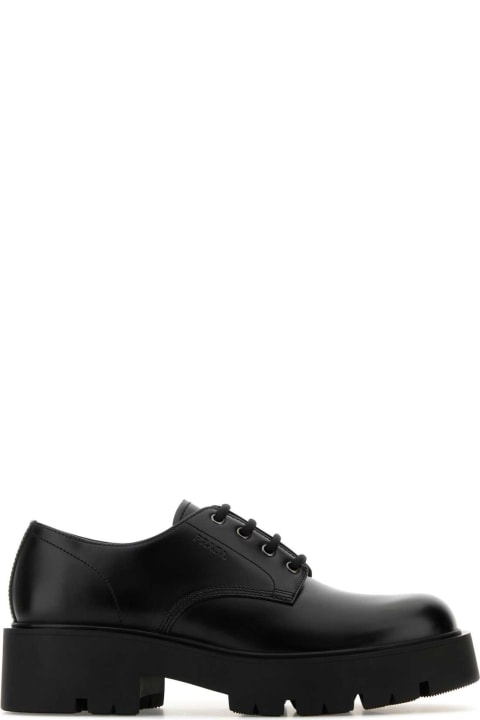 Prada Loafers & Boat Shoes for Men Prada Black Leather Lace-up Shoes