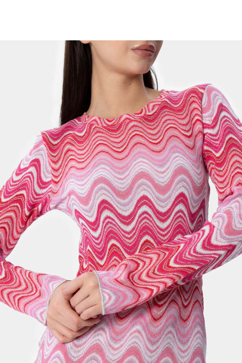 Homeware MC2 Saint Barth Woman Raschel Knit Pink Short Dress Imany