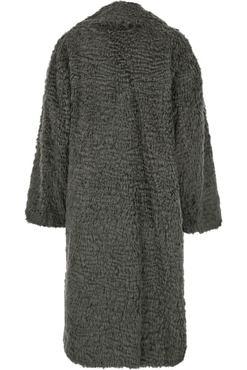 STAND STUDIO معاطف وجواكت لـ السيدات STAND STUDIO 'nicole' Grey Double-breasted Coat With Classic Revers In Eco-fur Woman